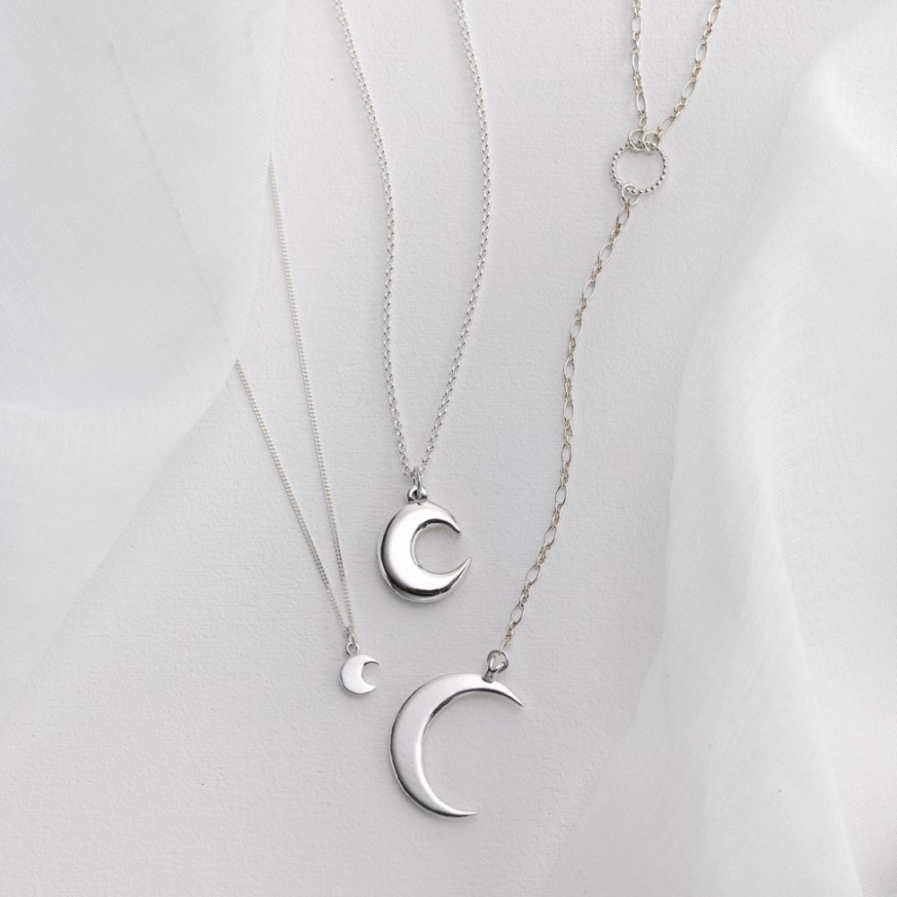 Crescent Moon - Sterling Silver or Gold Pendant-Bloody Mary Metal