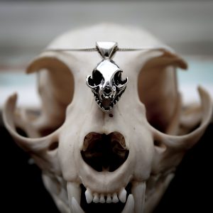 Hallow Kitty. Cat Skull Necklace. Gothic Pendant. Cat Jewellery.
