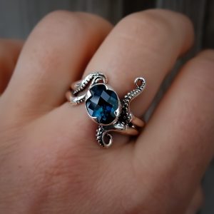 Minerva - Octopus Ring - Tentacle Ring - Ocean Inspired Jewellery - London Blue Topaz