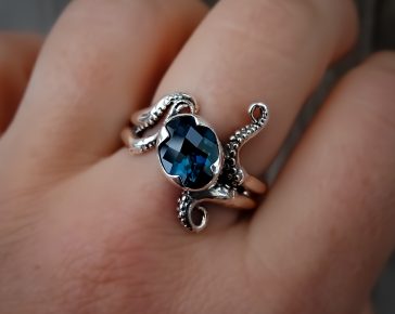 Minerva - Octopus Ring - Tentacle Ring - Ocean Inspired Jewellery - London Blue Topaz