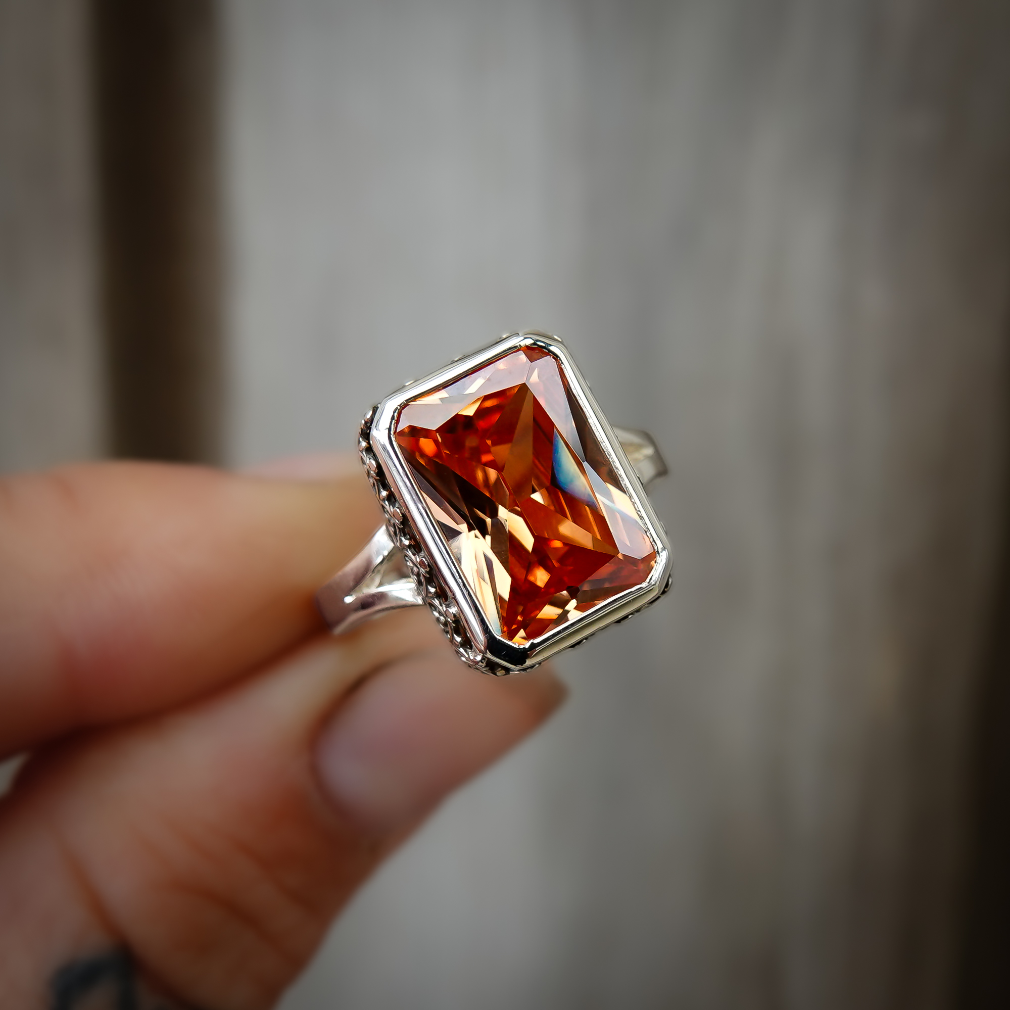 Champagne Peach Polaris - Bohemian Ring - Champagne Diamond - Boho Jewellery