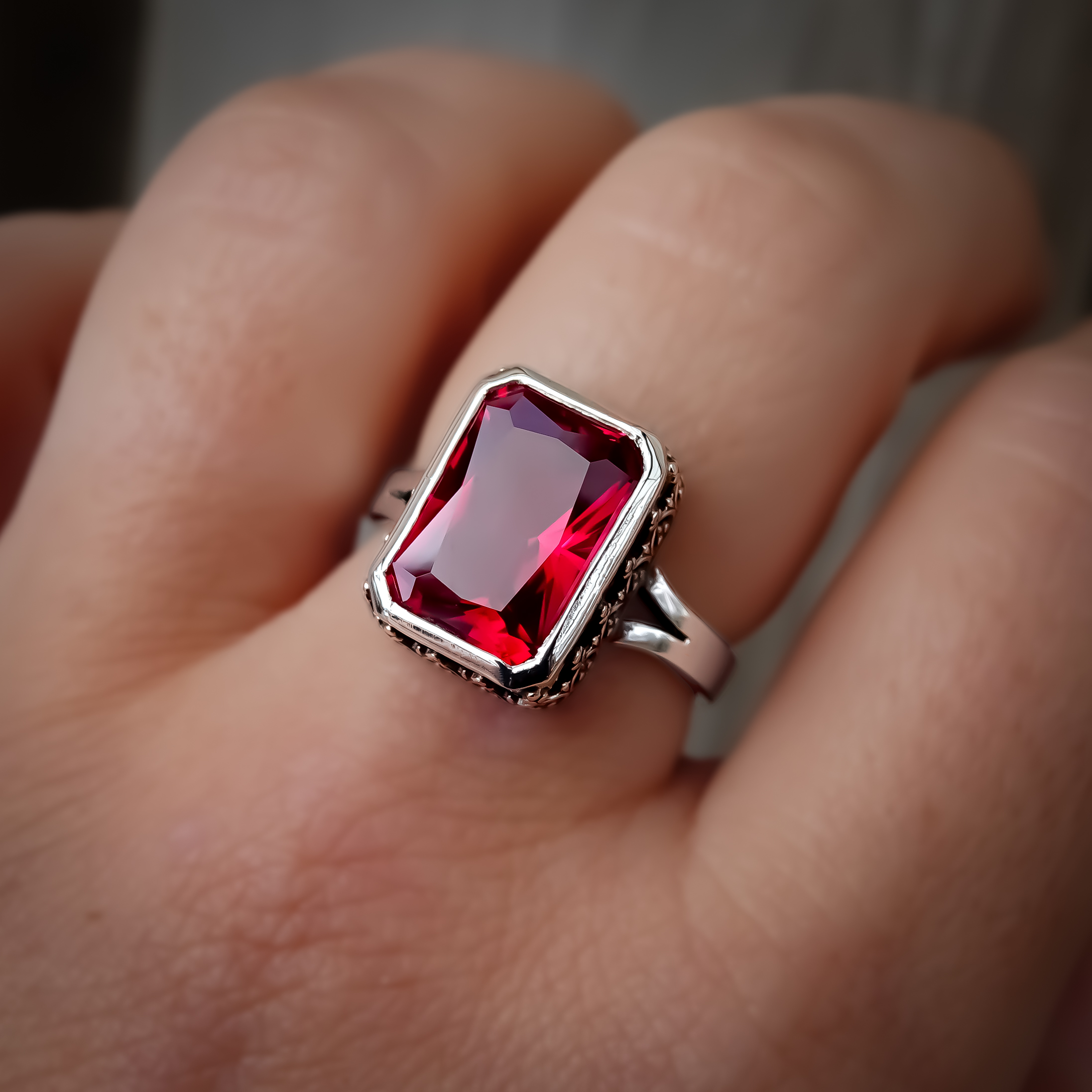Ruby Red Polaris - Bohemian Jewellery - Ruby Alternative - Red Stone Ring