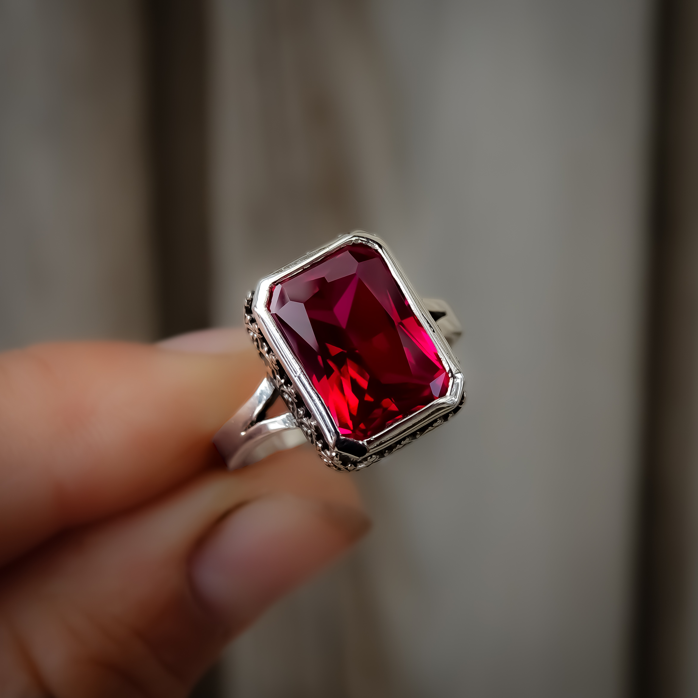 Ruby Red Polaris - Bohemian Jewellery - Ruby Alternative - Red Stone Ring
