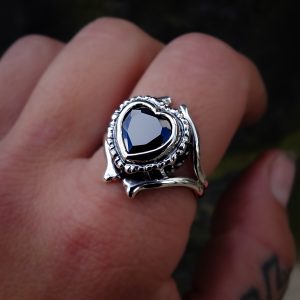 Ossuary - Heart. Black Heart Ring. Gothic Heart Ring. Bone Jewellery.