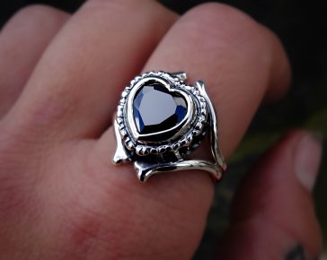 Ossuary - Heart. Black Heart Ring. Gothic Heart Ring. Bone Jewellery.
