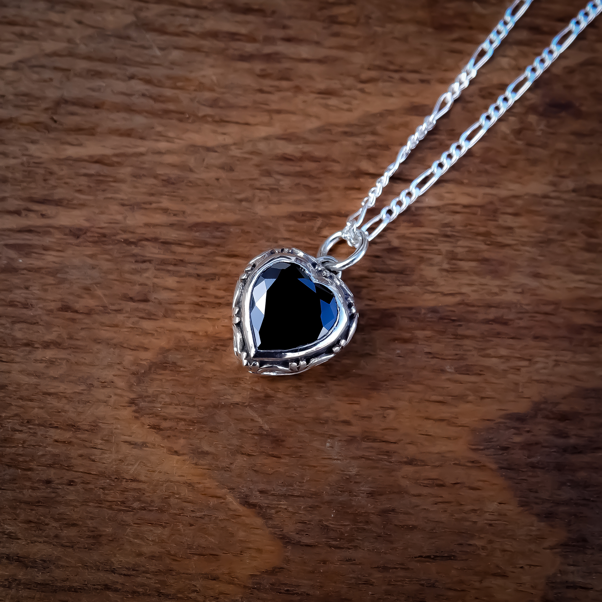 Black Heart - Black Diamond Necklace - Black Diamond Jewellery - Heart Necklace