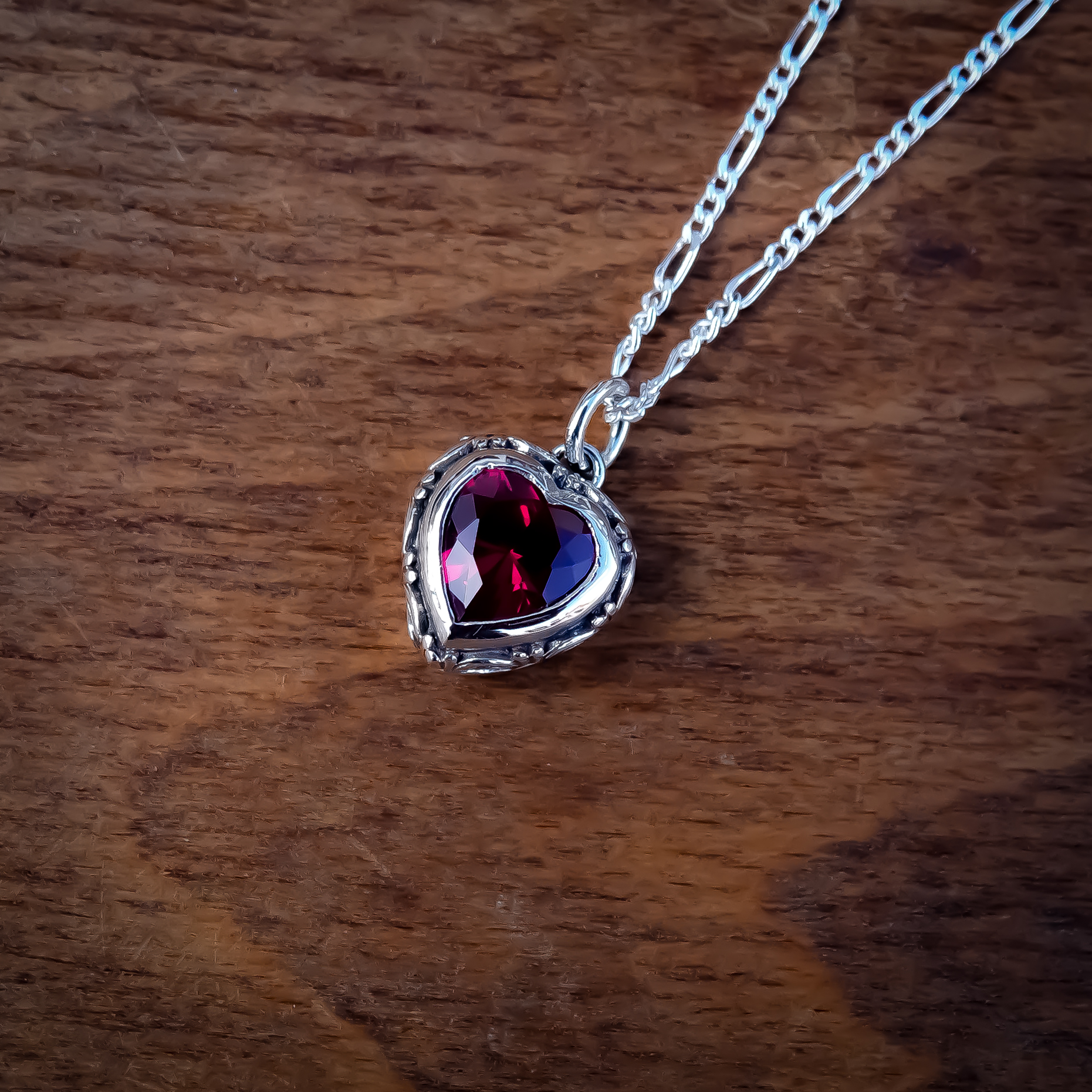 Red Heart - Ruby Heart Necklace - Ruby Jewellery - Ruby Pendant